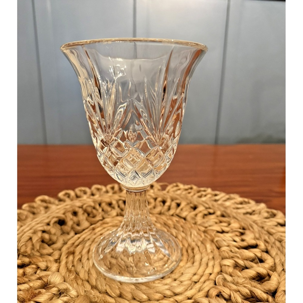 St.‎ George Goblet Chalice 24% Lead Crystal Hurricane Lamp Vintage Pineapple
